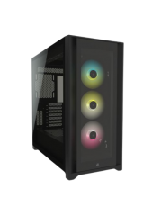 Corsair iCUE 5000X RGB Gaming Case w/ 4x Tempered Glass Panels, E-ATX, 3 x AirGuide RGB Fans, Lighting Node CORE included, USB-C,Black